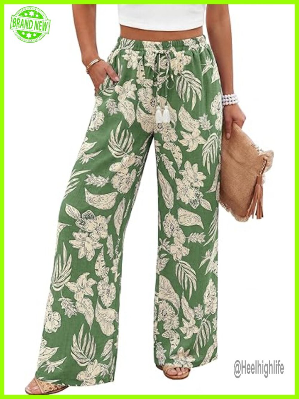 Wide Leg High Waisted Palazzo Pants with Pockets Casual Flowy Trousers